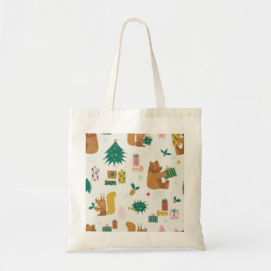 Bolso De Tela Navidades Animales Forestales: Vibe de época