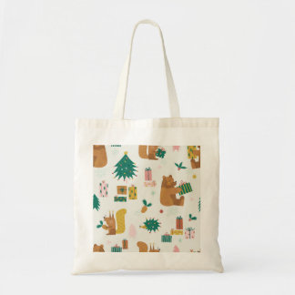 Bolso De Tela Navidades Animales Forestales: Vibe de época