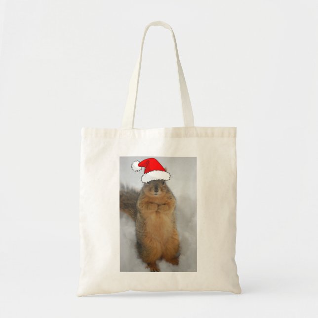 Bolso De Tela Navidades ardilla con Santa (Frente)
