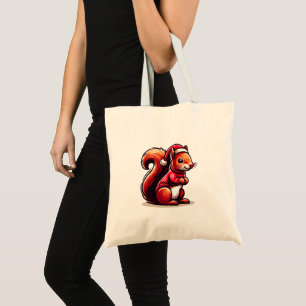 Bolso De Tela Navidades ardilla con Sombrero de Santa, ardilla d