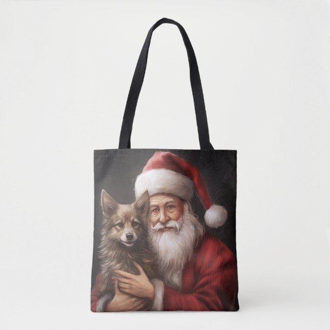 Bolso De Tela Navidades australianos de Kelpie con Santa Claus (Anverso)