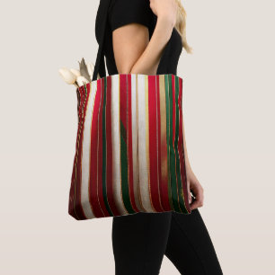 Bolso De Tela Navidades Bandas de color Rojo Verde Oro Blanco