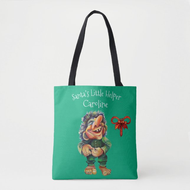 Bolso De Tela Navidades baratos en trolls y luz de árbol (Anverso)