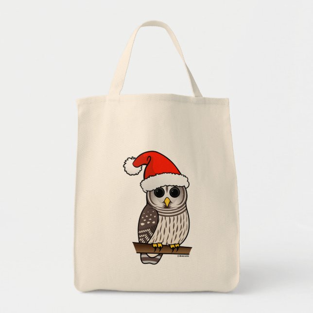 Bolso De Tela Navidades Barred Owl Santa (Frente)