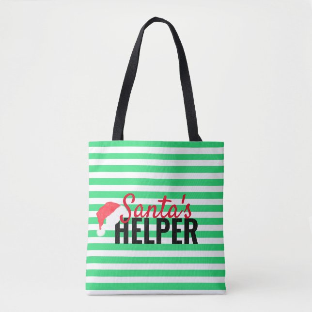 Bolso De Tela Navidades Beach Santa's Helper Green Monograma Tot (Anverso)