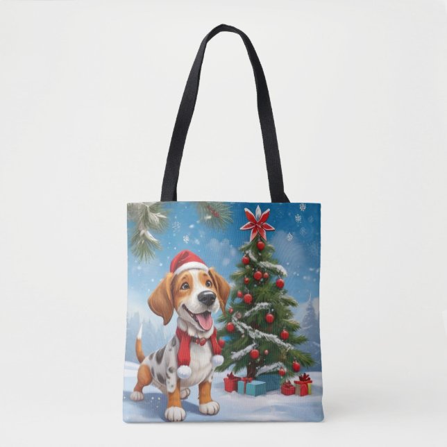 Bolso De Tela Navidades Beagle Dog (Anverso)