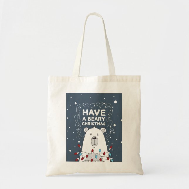 Bolso De Tela Navidades beatos Ilustracion de arte de oso polar (Frente)