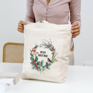 Bolso De Tela Navidades Berries corearon el tipógrafo navideño