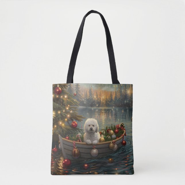 Bolso De Tela Navidades Bichon Frise Voyage festivo (Anverso)