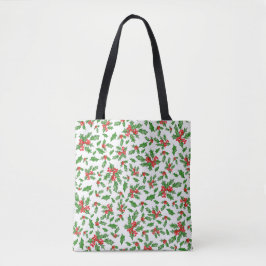 Bolso De Tela Navidades blancos hojas verdes vacías bayas rojas
