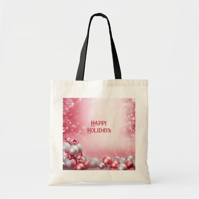 Bolso De Tela Navidades blancos rosados con bolsitas de té vacac (Frente)