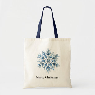 Bolso De Tela Navidades Blue Winter Snowflake