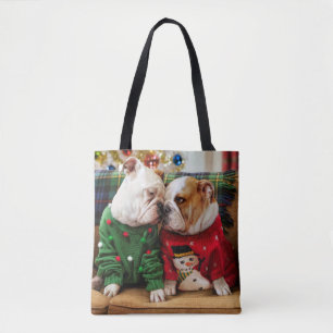 Bolso De Tela Navidades Bulldoges en suéter