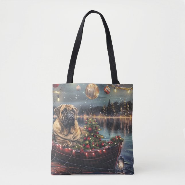 Bolso De Tela Navidades Bullmastiff Voyage festivo (Anverso)