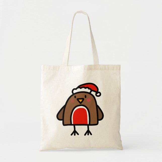 Bolso De Tela Navidades burdos Robin Doodle Personalizado (Frente)