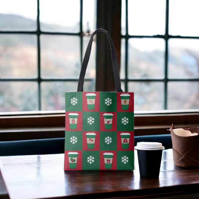 Bolso De Tela Navidades cafés copos de nieve tema de vacaciones (Subido por el creador)