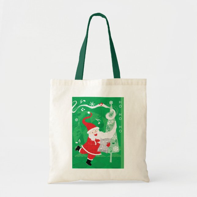 Bolso De Tela Navidades, cantando y bailando Santa Claus (Frente)