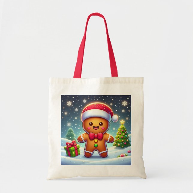 Bolso De Tela Navidades caprichosos/hombre de pan de jengibre de (Frente)