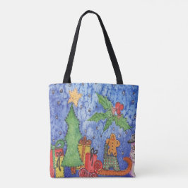 Bolso De Tela Navidades caprichosos saludan la pintura acuarela
