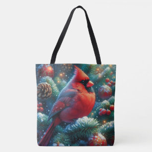 Bolso De Tela Navidades/cardenal invernal
