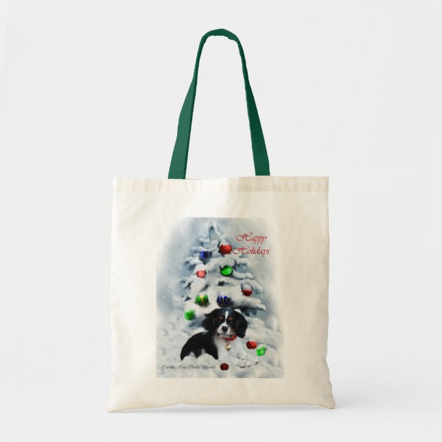 Bolso De Tela Navidades Cavalier King Charles Spaniel (Frente)