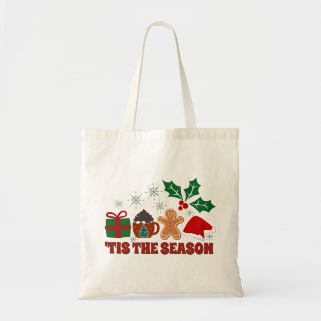 Bolso De Tela Navidades celebran Tote festivo (Frente)