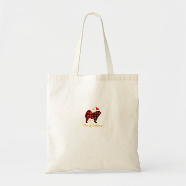 Bolso De Tela Navidades Chow Chow Red Plaid Perro LoverPajama (Frente)