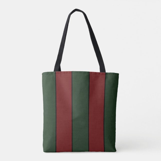 Bolso De Tela Navidades Clásicos Rayas Verdes Y Rojas (Reverso)