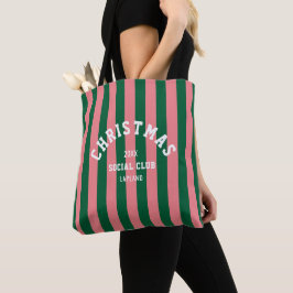 Bolso De Tela Navidades Club Social Green Pink Candy Stripes
