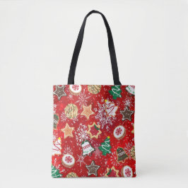 Bolso De Tela Navidades cocina y copos de nieve en rojo