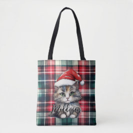 Bolso De Tela Navidades Colocaron Santa Cat Con Nombre