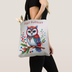 Bolso De Tela Navidades coloridos Owl Holiday Tote Bag