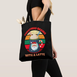 BOLSO DE TELA NAVIDADES COMIENZAN CON UN LATTE