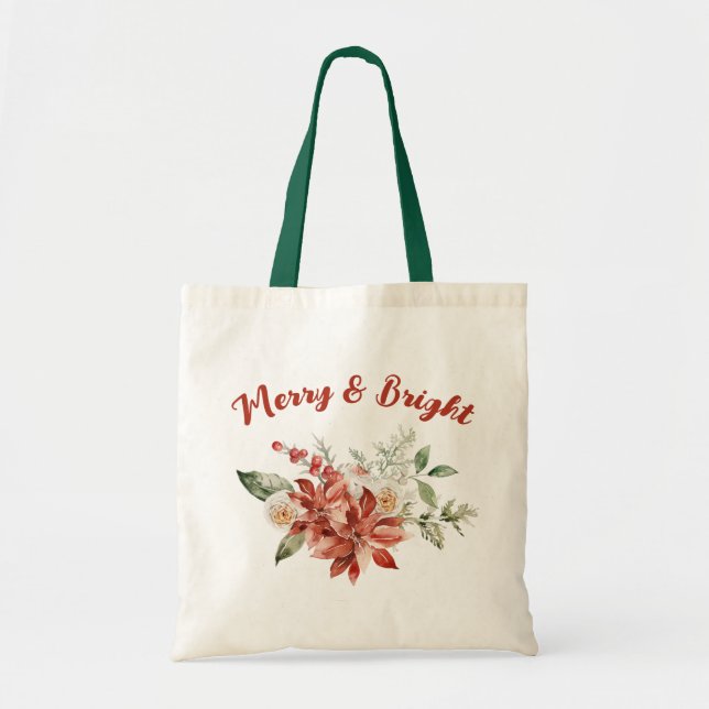 Bolso De Tela Navidades con amarre y brillante feriado compras e (Frente)