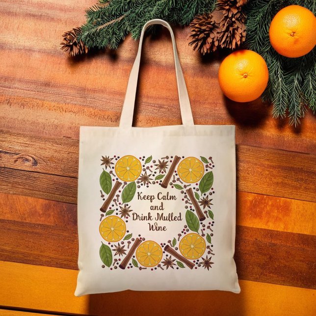 Bolso De Tela Navidades con especias de vino (Christmas mulled wine spicy tote bag)