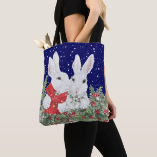 Bolso De Tela Navidades Conejo Conejo Conejo Lover en invierno f