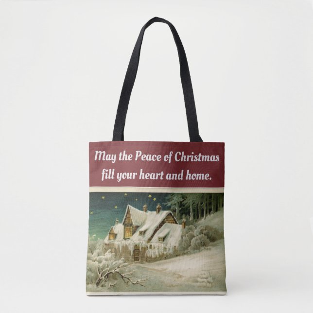 Bolso De Tela Navidades Corazón Y Hogar (Anverso)