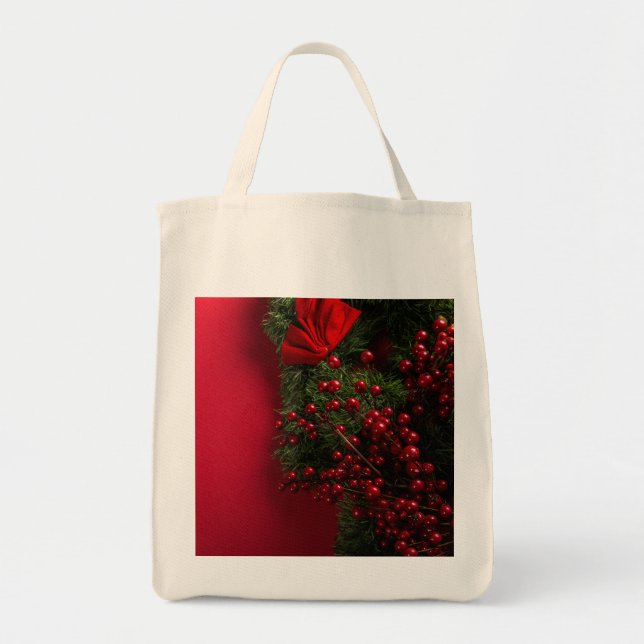 Bolso De Tela navidades coronaron con bayas rojas (Frente)
