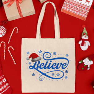 Bolso De Tela Navidades creen que Santa Claus - Santa Hat Blue