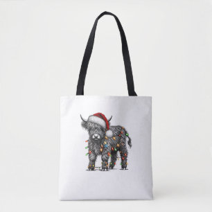 Bolso De Tela Navidades Cuidados Encenden Bovino de la Highland