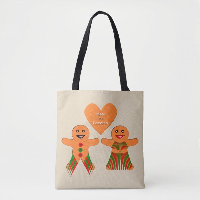Bolso De Tela Navidades Cuidados Gingerbread Pareja (Anverso)