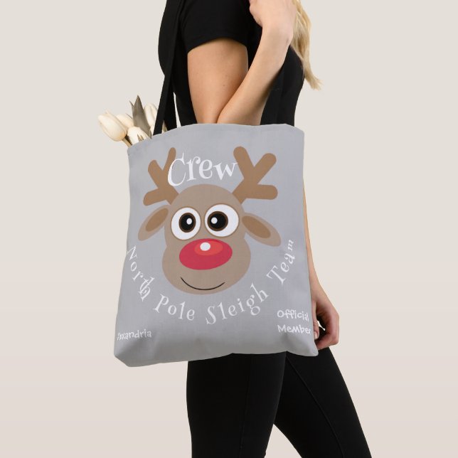 Bolso De Tela Navidades Cuidados Personalizado Reindeer Sleigh T (Detalle)
