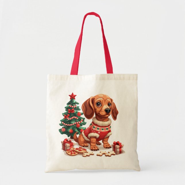 Bolso De Tela Navidades Dachshund Dog Holiday Cookies (Frente)