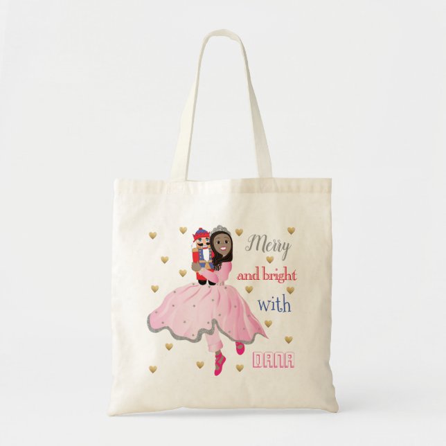 Bolso De Tela Navidades Dark Hair Ballerina Nutcracker Round (Frente)