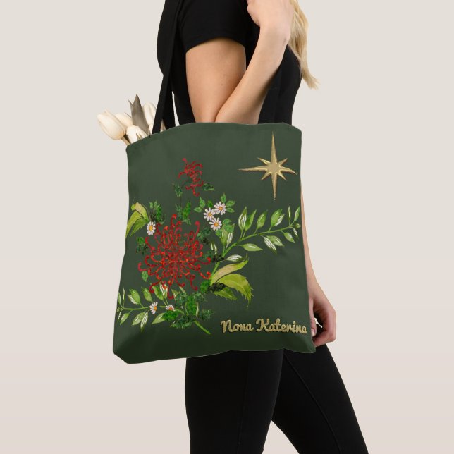 Bolso De Tela Navidades de acuarela Daisies Personalizado (Detalle)