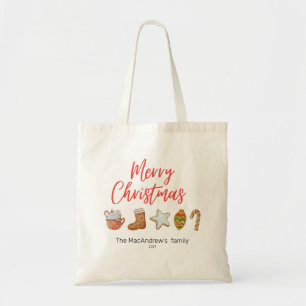 Bolso De Tela Navidades de acuarela galletas beben caramelos