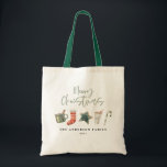 Bolso De Tela Navidades de acuarela galletas beben Tote de caram<br><div class="desc">Un divertido diseño de tazas festivas con favoritos acuarelas de invierno - chocolate caliente,  caña de caramelo,  caldo de leña. Feliz Navidad con letra de escritura contemporánea,  perfecta para celebrar la temporada navideña. puede ser editada,  parte de una colección.</div>