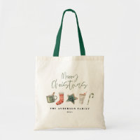 Navidades de acuarela galletas beben Tote de caram