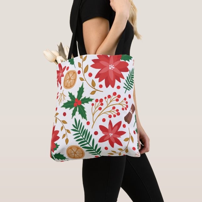 Bolso De Tela Navidades de acuarela modernos Árbol de pino verde (Detalle)