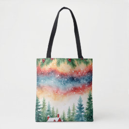 Bolso De Tela Navidades de acuarela Wreath Tote Bag
